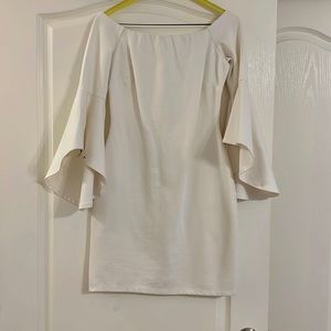Giani Bini White Off Shoulder Bell Sleeve Bodycon Dress